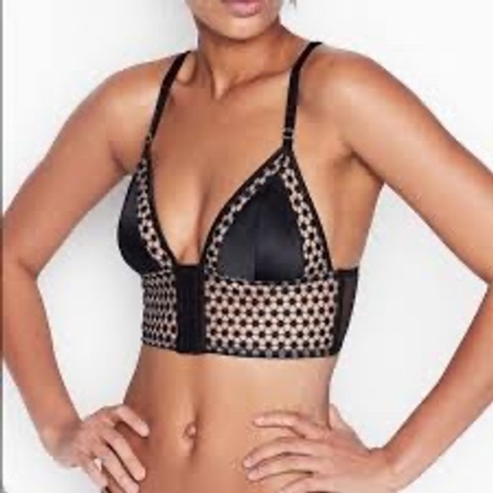 Victoria's Secret Starburst Long Line Triangle Bralette black size xl